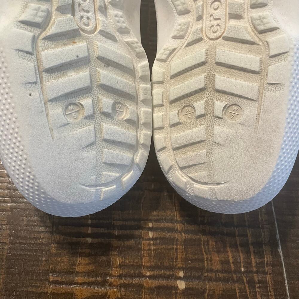 CROCS Classic Lined Clogs White With Gray Liner Size M/5 W/7 - Picture 10 of 11